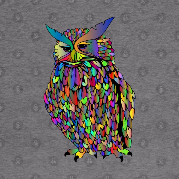 Owl Colorful Feather by Mako Design 